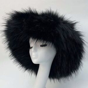Faux Fur Bucket Hat (Black)